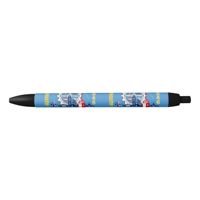 Caneta Preta Flag of Milwaukee, Wisconsin Black Ink Pen (Frente)
