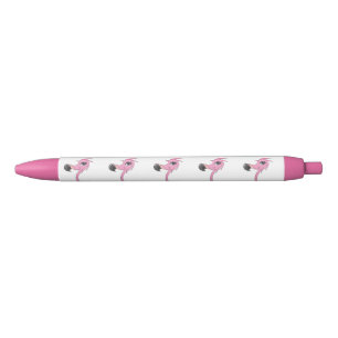 Caneta Preta Flamingo Rosa