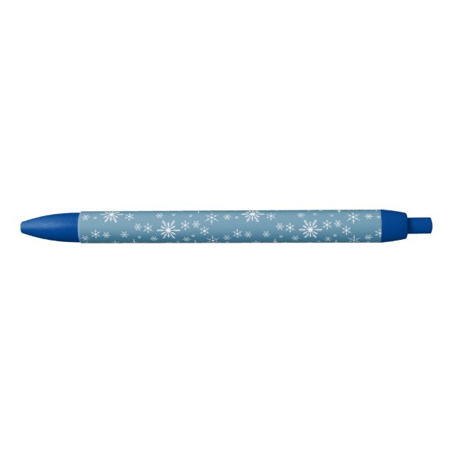 Caneta Preta Floco de neve de Natal em Azul (Frente)