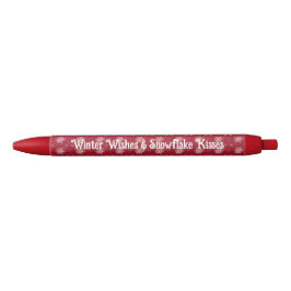 Caneta Preta Floco de neve de Natal em Ruby Red