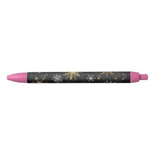Caneta Preta Flocos de neve do Ouro Xmas em preto