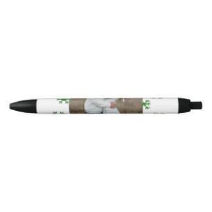 Caneta Preta flocos de neve vermelhos verdes texto foto feliz n