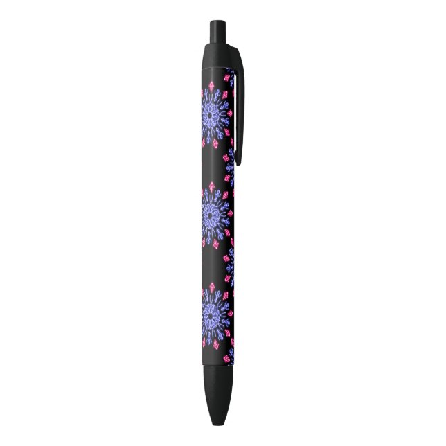 Caneta Preta Flor de néon azul e vermelha (parte de inferior (Vertical))