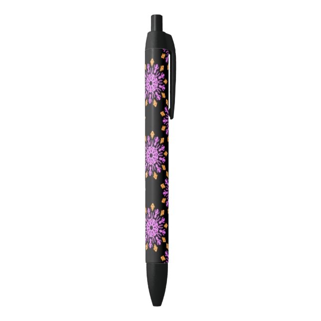 Caneta Preta Flor de néon rosa e laranja (parte de inferior (Vertical))