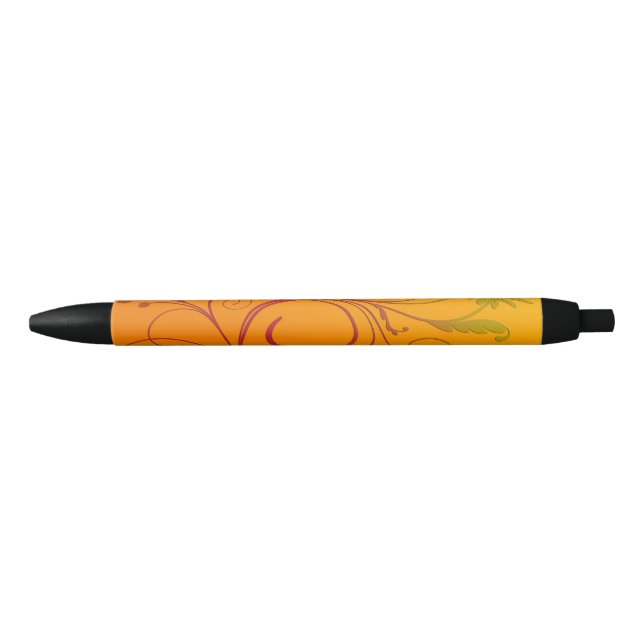Caneta Preta Flor Laranja (Frente)