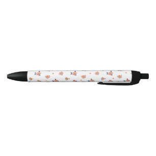 Caneta Preta Flor Simpática Laranja Elegante