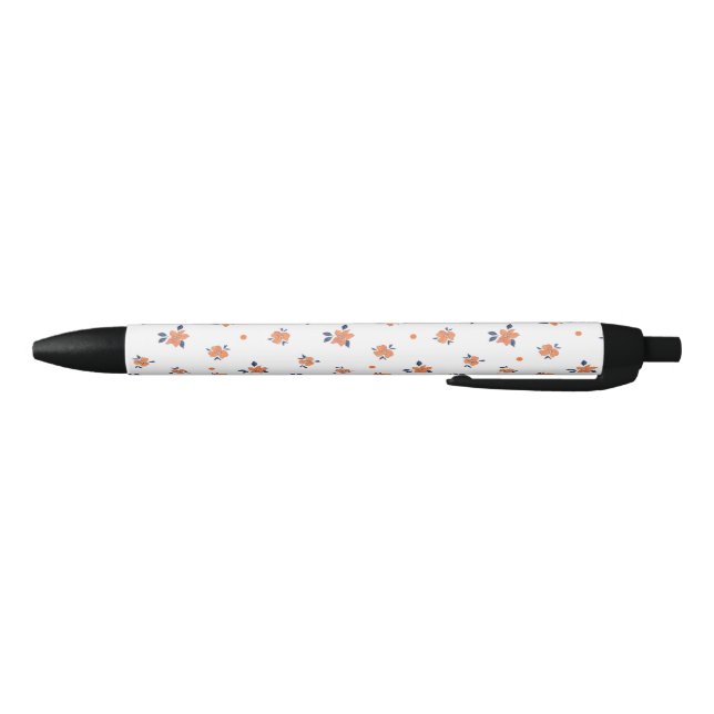 Caneta Preta  Flor Simpática Laranja Elegante (Parte Inferior)