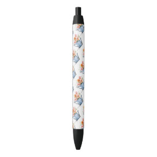 Caneta Preta Floral De Aquarela Pintada À Mão