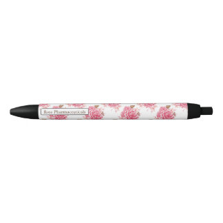 Caneta Preta Floral de Borboleta Rosa Rosa Rosa Personalizada