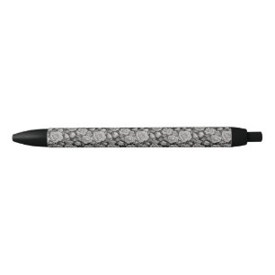 Caneta Preta Floral Escura Preto Cinza Rosas Estética