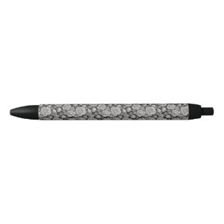 Caneta Preta Floral Escura Preto Cinza Rosas Estética