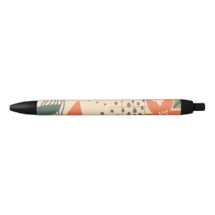 Caneta Preta Floral minimalista 