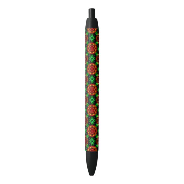 Caneta Preta Floral Modern Boho Elegant Abstract Pattern #504 (Frente Vertical)
