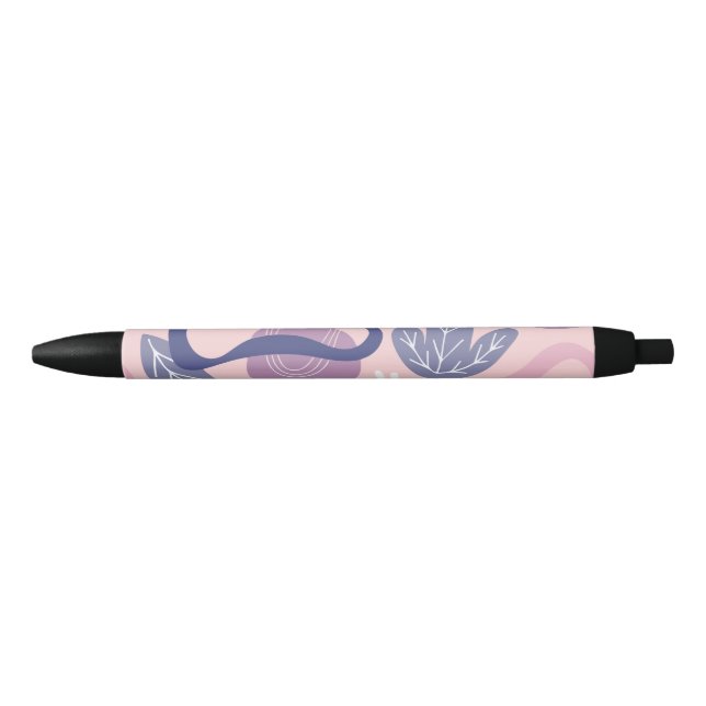 Caneta Preta Floral roxo minimalista (Frente)
