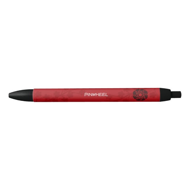 Caneta Preta Floral Vermelho Ousado (Frente)