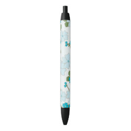 Caneta Preta Flores Azuis, Padrão Floral, Padrão De Flores
