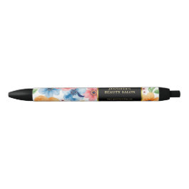 Caneta Preta Flores de aquarela modernas profissionais de ouro 