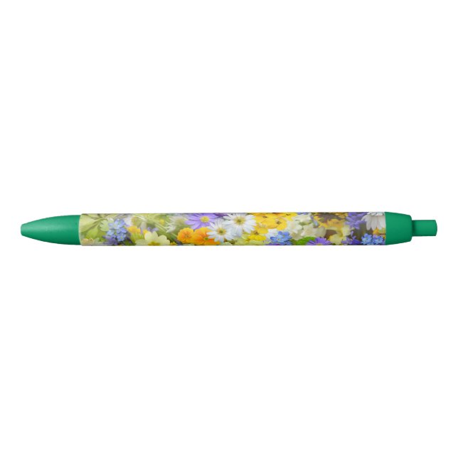 Caneta Preta Flores de Margarida, Prímula, Narciso (Frente)