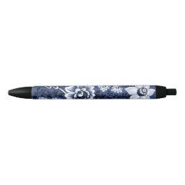 Caneta Preta Flores Fantásticas (Azul) Arte Fino