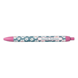Caneta Preta Flores Pretty Daisy Personalizadas