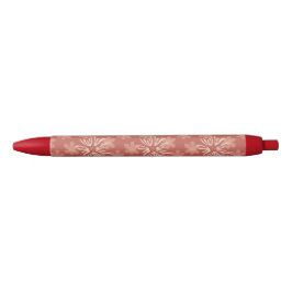 Caneta Preta Flores Retro Rosa Dusty - Padrão Botânico Suave