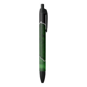 Caneta Preta Floresta Glamourosa Verde Mármore Chic Brilho Prat