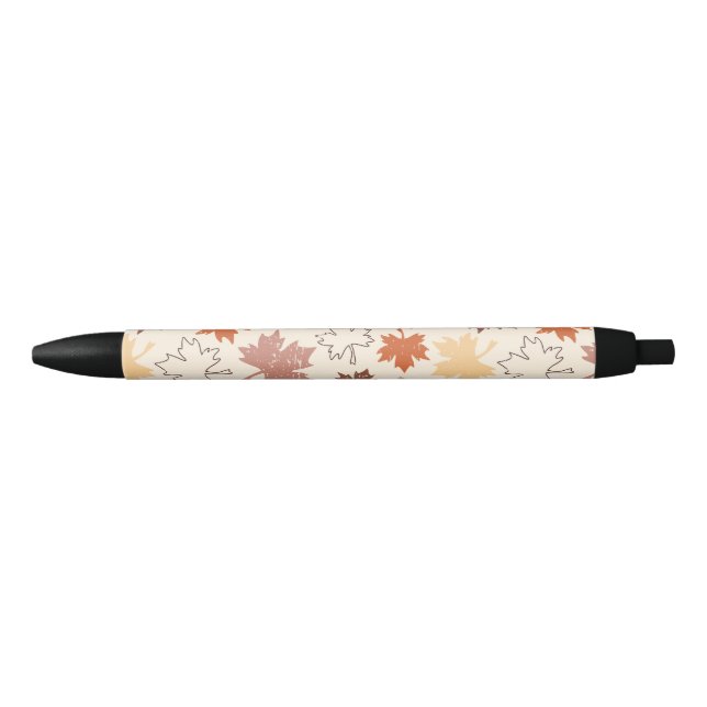 Caneta Preta Folha vermelha das folhas das cores da terra (Frente)