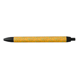Caneta Preta Folhas Alegremente Natalinas em Ouro Amarelo