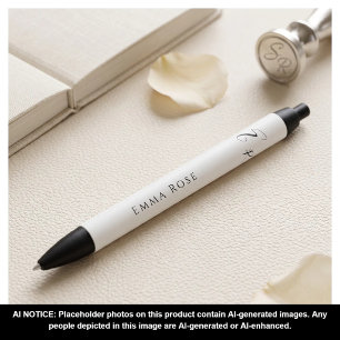 Caneta Preta Fonte de Letra Elegante de Monograma Minimalista G