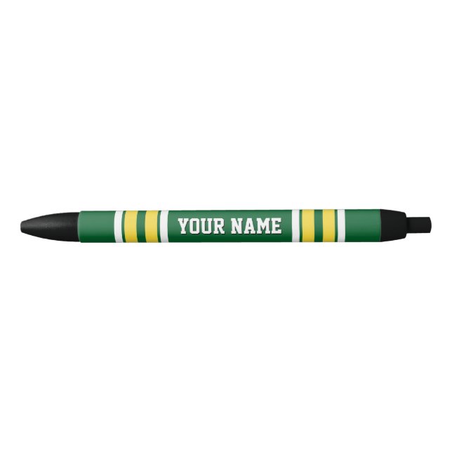 Caneta Preta Forest Green com Equipe de White Stripes Amarelas  (Frente)