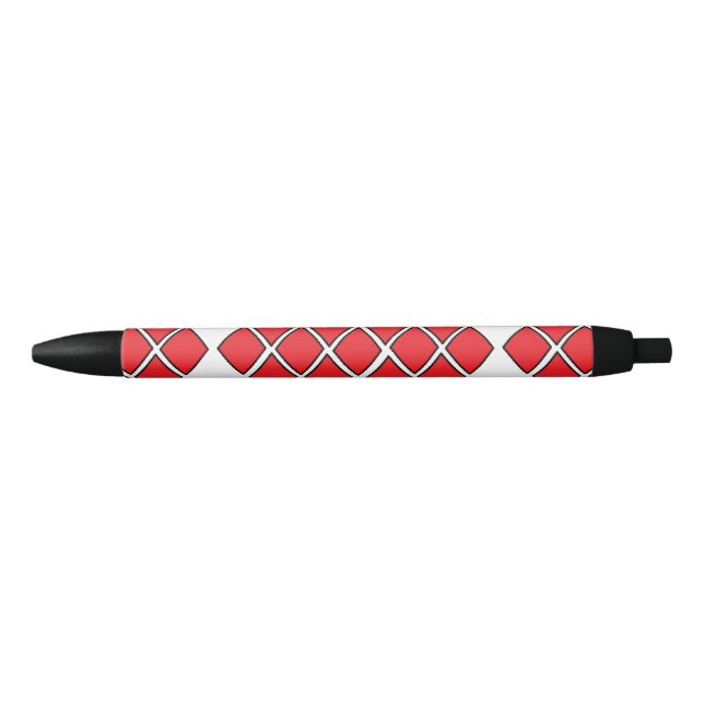 Caneta Preta Formas de diamante vermelho (Frente)