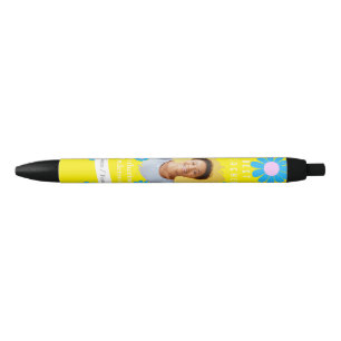 Caneta Preta Foto da Melhor Professora Daisy Amarelo Azul Brilh