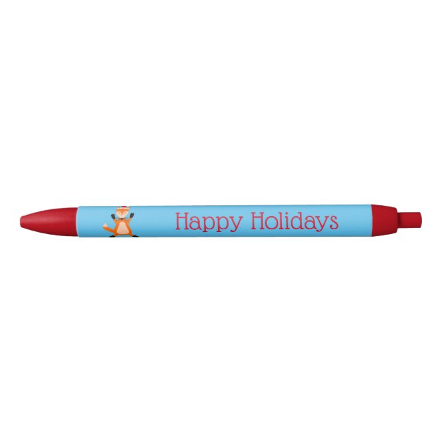 Caneta Preta Fox de Natal Bonita Personalizada (Frente)