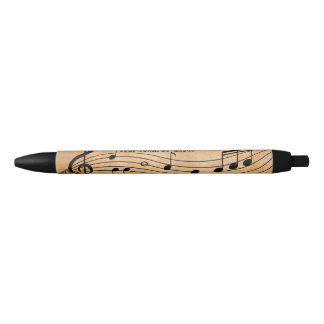 Caneta Preta Funcionarios e Notas Musicais Faux Leather School