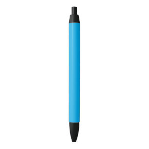 Caneta Preta Fundo Azul Ciano Sólido   Estilo Minimalista de Ve
