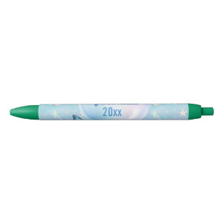 Caneta Preta Fundo de Estrelo de Gradiente Cor-de-Rosa Azul