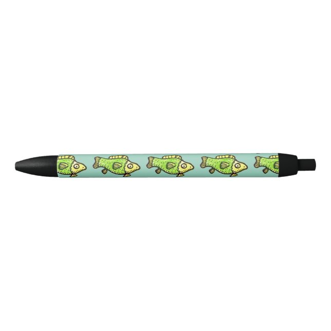Caneta Preta Funny Cartoon Green Fish (Frente)