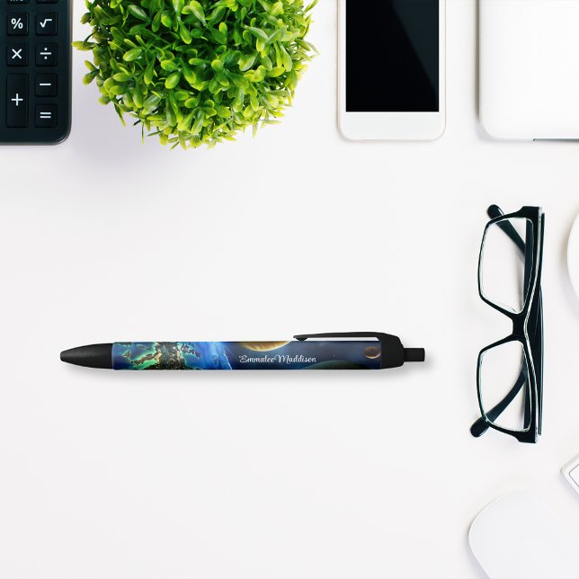 Caneta Preta Galáxia Espacial Exterior da Terra Monograma (Criador carregado)