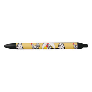 Caneta Preta Galinhas Retro