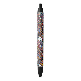Caneta Preta Gato Bonito com Charme de Padrão Tradicional
