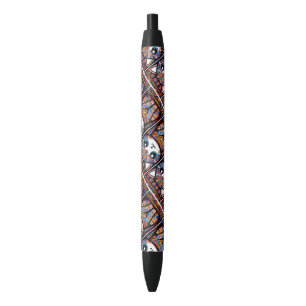 Caneta Preta Gato Bonito com Charme de Padrão Tradicional