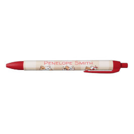 Caneta Preta Gato de Cartoon de Manga de Nome Personalizável pa
