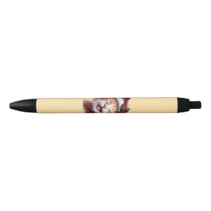Caneta Preta Gato de Natal bonito com Chapéu Santa e Arco