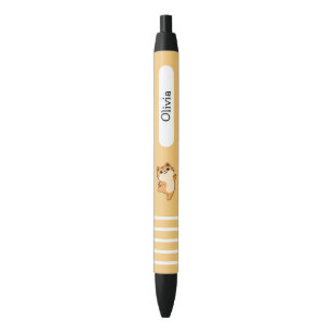 Caneta Preta Gato Laranja Dançante de Cartoon, Personalizado, A
