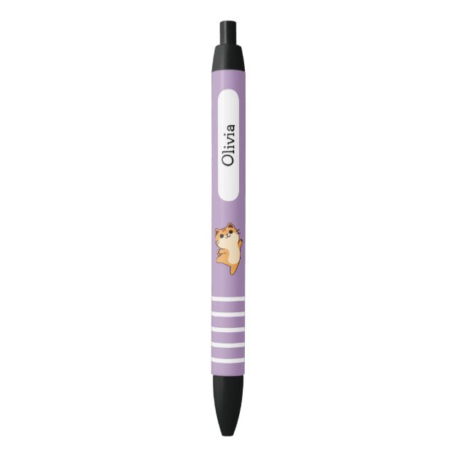 Caneta Preta Gato Laranja Dançante de Cartoon, Personalizado, R (Frente Vertical)