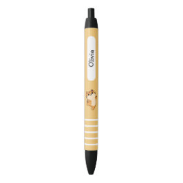 Caneta Preta Gato Laranja Desenhado Dançando, Personalizado, Am