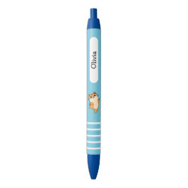 Caneta Preta Gato Laranja Desenhado Dançando, Personalizado, Az