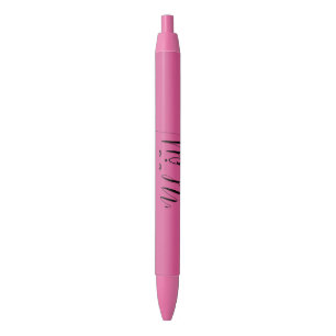 Caneta Preta Gato Meow Rosa
