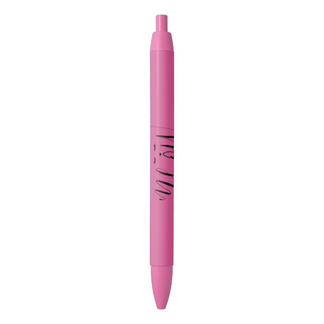 Caneta Preta Gato Meow Rosa (Frente Vertical)