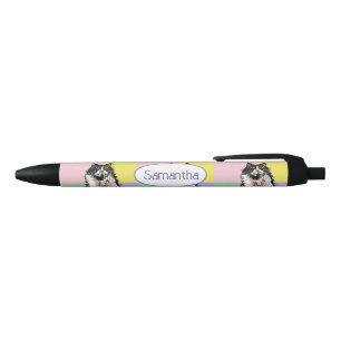 Caneta Preta Gato Tuxedo Pastel Arte de Gatos Fofos Nome de Men